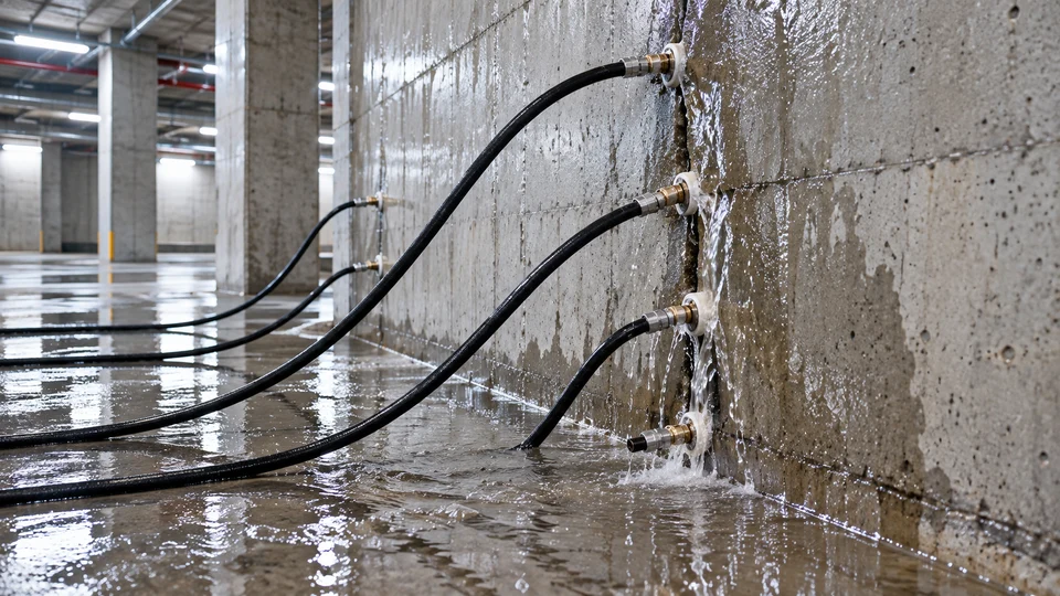 Water-reactive leak injection