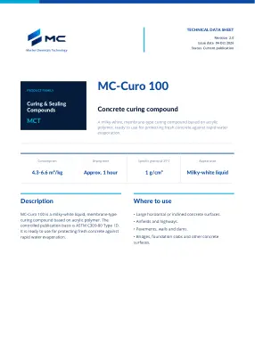 First page of technical data sheet