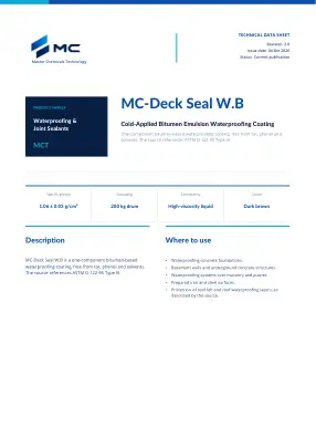 First page of technical data sheet