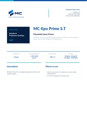 First page of technical data sheet