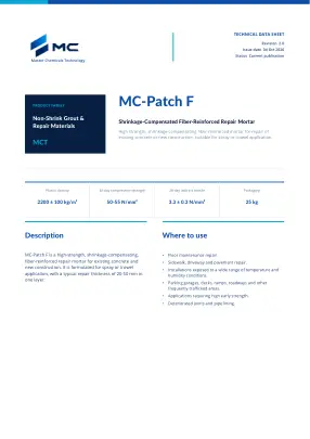 First page of technical data sheet