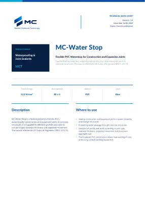 First page of technical data sheet